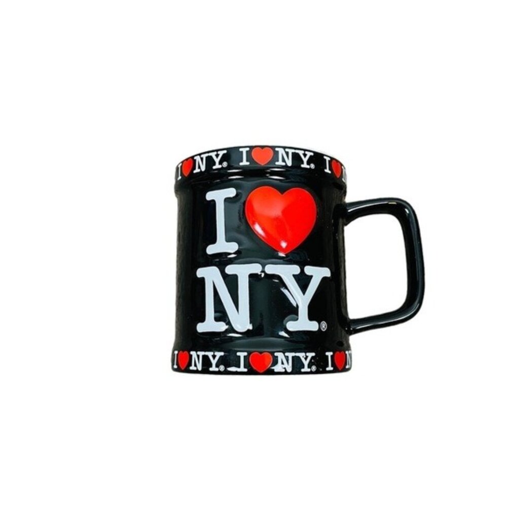 I Love NY Black Ceramic Mug With Red Heart Design 11oz